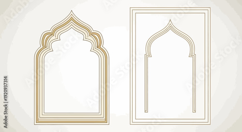Elegant Islamic Archway Vector Frames: Decorative Borders and Traditional Architectural Designs