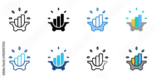Green Business icons set multiple style collection. Editable stroke 
