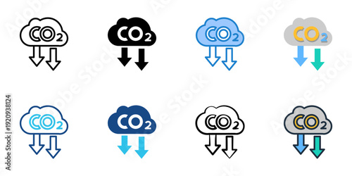 Carbon Reduction icons set multiple style collection. Editable stroke 
