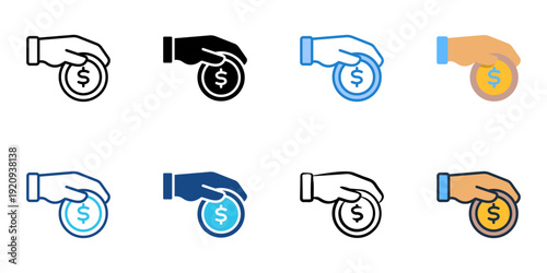 Philanthropy icons set multiple style collection. Editable stroke 
