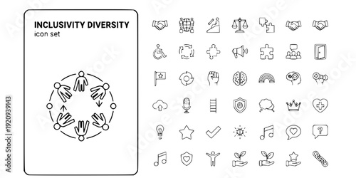 Inclusivity Diversity Thin Line Icons-Equality Accessibility Belonging Representation Inclusion Equity-Editable Stroke Vector Icon Set - Inclusivity Icons