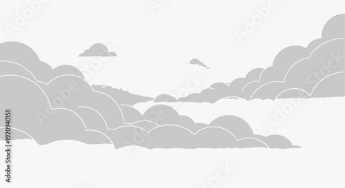 Stylized Gray Clouds in a Vast Sky - Abstract Background