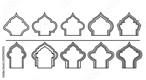 Collection of Islamic Geometric Frames and Borders with Unique Decorative Arches