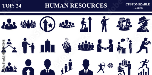 Human Resources Icon Set Collection of HR Management Workforce Symbols