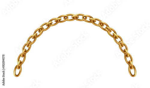Gold Chain Arc Banner Vector – Realistic Isolated Luxury Decoration on White Background