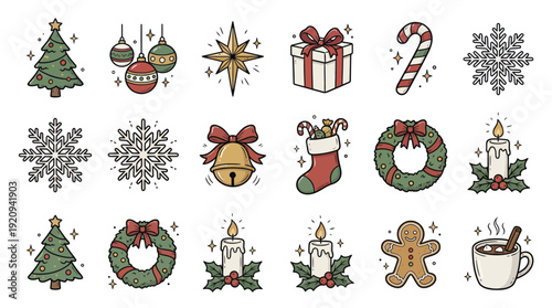 Holiday Christmas Doodle Pack – Hand Drawn Festive Icon Collection