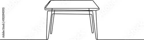 Continuous single line table desk interior furniture. one line art icon drawing vector