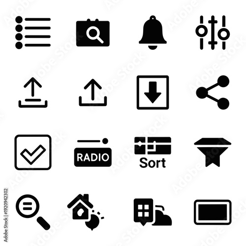 Collection of diverse flat design icons for digital interfaces and applications