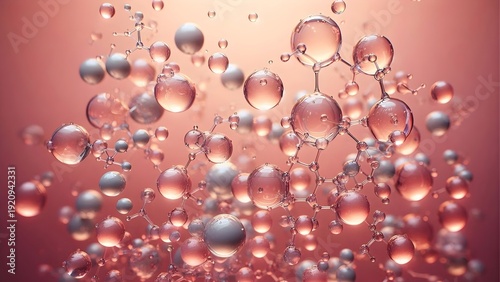 Hydrating Essence Bubbles and Molecular Chains - Beauty and Science Concept
