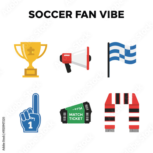 Soccer Fan Vibe Vector Illustration Icons Flat Line Style