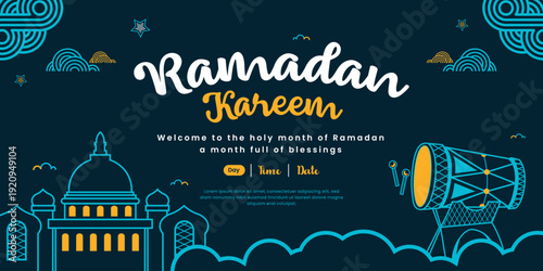 Festive banner design to welcome Ramadan