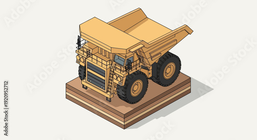 Heavy-duty mining dump truck isometric illustration.