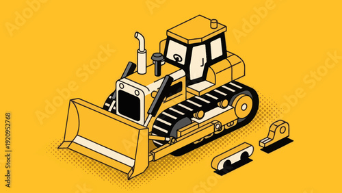 Heavy-duty yellow bulldozer with tracks and blade for construction work.