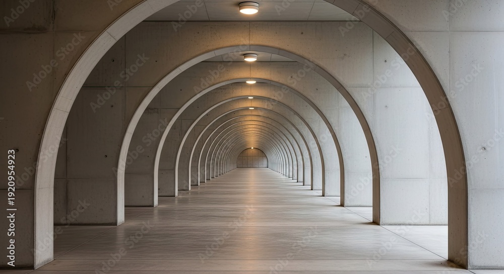 Obraz premium Modern Arched Corridor with Receding Perspective
