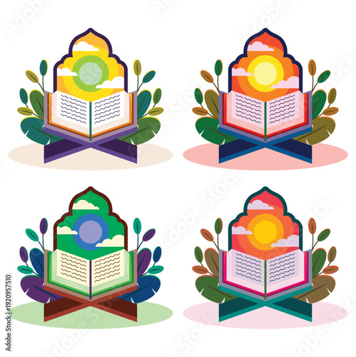 Quran on Rehal with Ornate Arch Designs