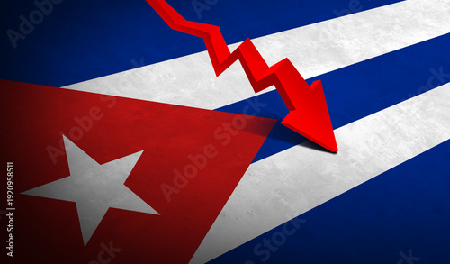 Cuba Collapse and Crisis as the Cuban Government challenge or economy Collapsing as a symbol of a Havana communist regime facing sanctions and embargo representing Caribbean island turmoil.