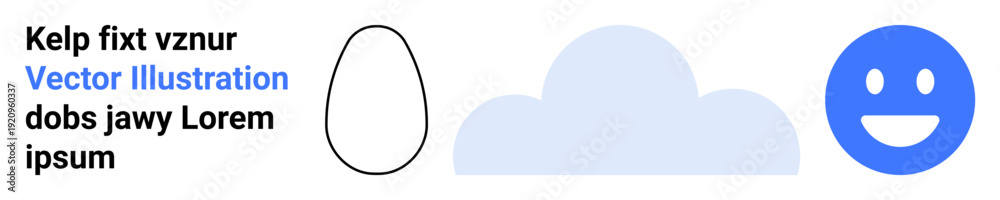 Fototapeta premium Abstract art, creativity, digital design, fun expressions, communication, and learning resources. Features an egg shape, a cloud and a smiling face. Abstract art and creativity