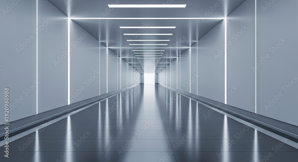 Obraz premium Futuristic corridor with sleek design and bright lighting
