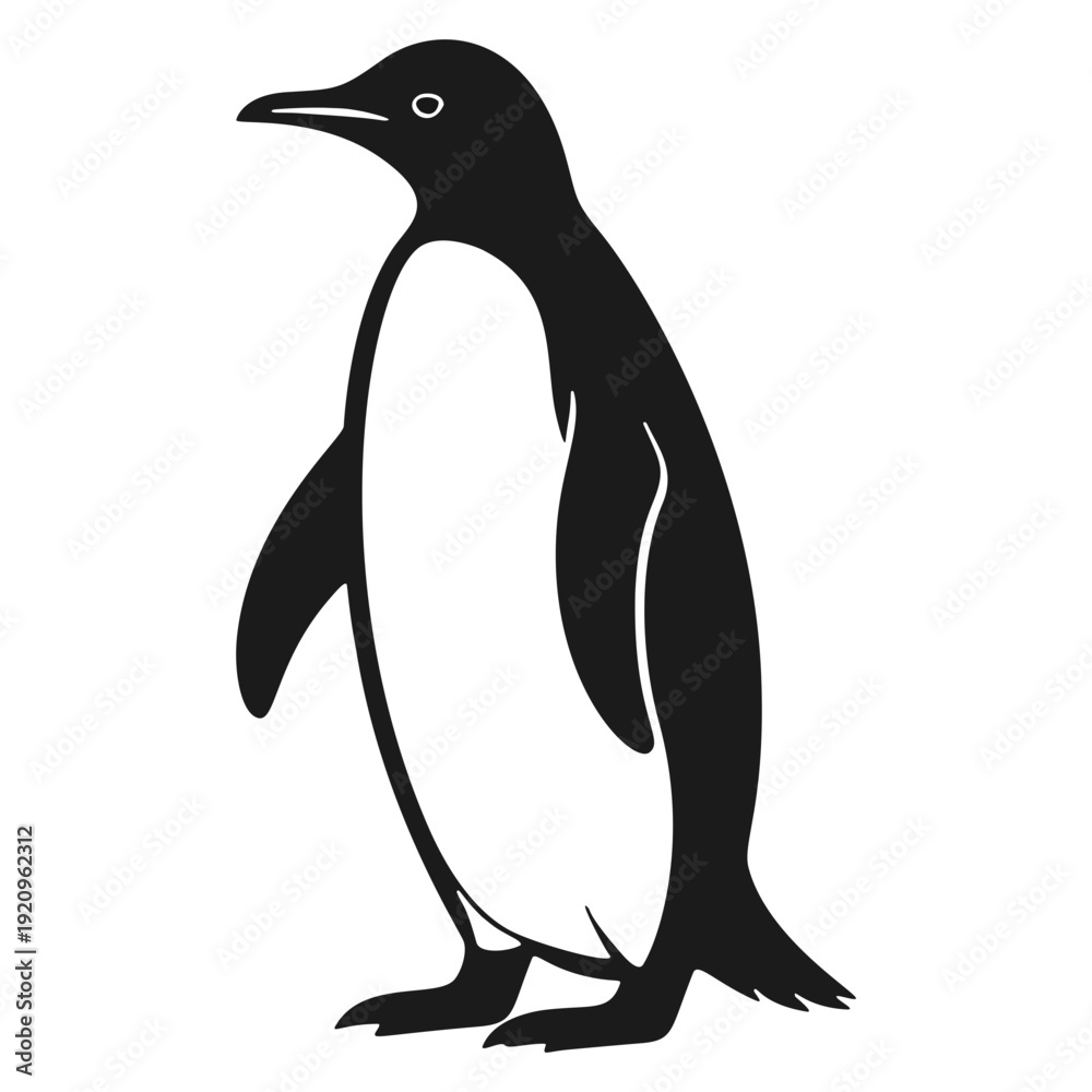 Obraz premium Emperor Penguin Silhouette Vector - Antarctic Wildlife Standing Profile