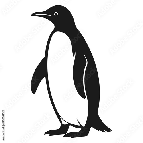 Emperor Penguin Silhouette Vector - Antarctic Wildlife Standing Profile