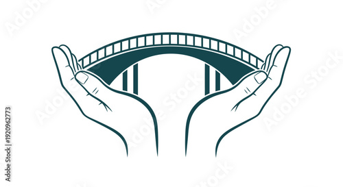 Two Hands Gently Holding and Supporting a Bridge, Symbolizing Connection, Support, and Care