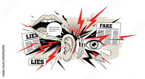 Deception and Misinformation Spread: Mouth Speaking Lies, Ear Hearing Fake