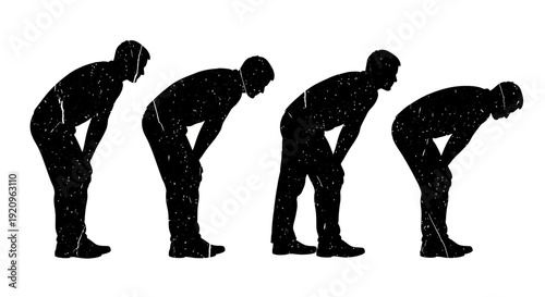 Man's Evolution and Movement: From Standing to Bending in Silhouette Series