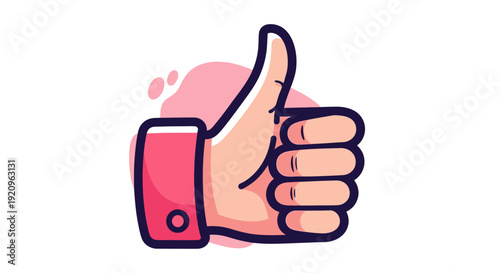 Thumbs Up Hand Gesture Icon, Approval, Success, and Positive Feedback Vector Illustration