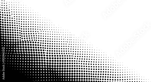 Abstract Black and White Halftone Dot Pattern Transitioning from Dense to Sparse