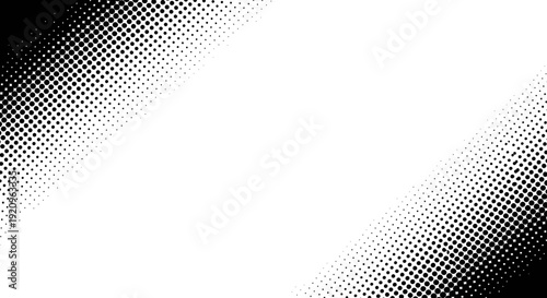 Abstract Diagonal Halftone Dot Pattern Background in Black and White