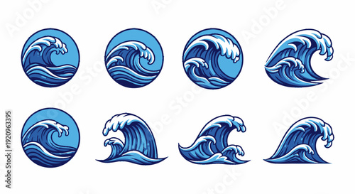 Dynamic Wave Illustrations: A Collection of Ocean Storm and Swell Designs