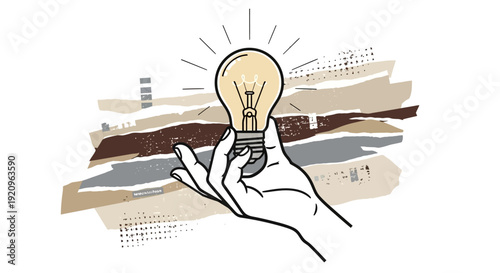 Hand Holding Glowing Light Bulb Symbolizing New Ideas, Innovation, and Creative Thinking