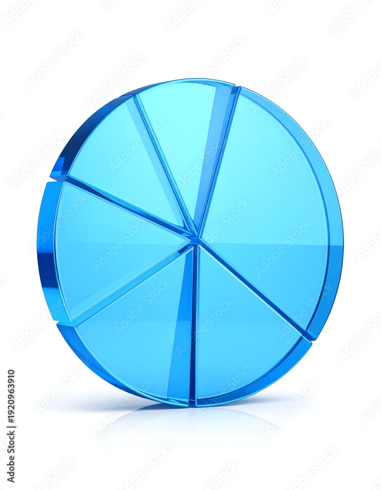 Obraz premium Blue Circular Prism with Radial Segments on White Background.