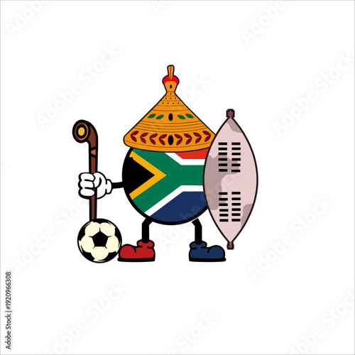 Print South African football country character design for sports identity.