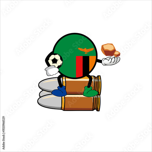 Print Zambia football country character design for sports identity.