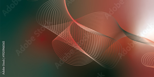 Dark textured noisy background featuring vibrant red, green and white abstract glowing gradient waves with soft blur effect for modern header, poster and banner design