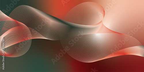 Dark textured noisy background featuring vibrant red, green and white abstract glowing gradient waves with soft blur effect for modern header, poster and banner design