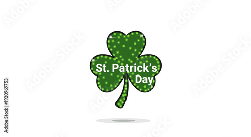 St. Patrick's Day celebration illustration featuring a shamrock with festive dots and text overlay