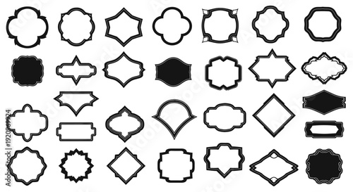 Collection of Ornate Decorative Frames and Borders Isolated on White Background