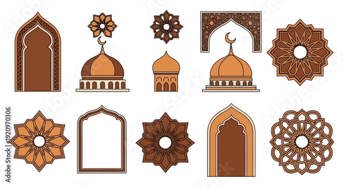 Islamic Architectural Elements and Geometric Patterns for Culture and Religion Designs