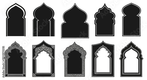 Collection of Islamic Arches and Gateways Silhouette Vector Designs