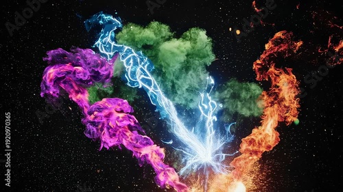 Vibrant energy streams in space with scattered stars