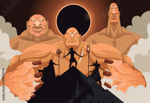 gigantomachy giants attacking mount olympus defended by greek gods