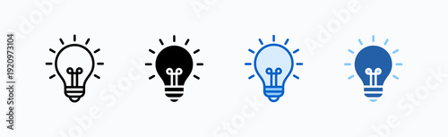 Lightbulb Icon Sheet Multiple Style Collection Isolated Vector