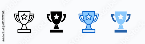 Trophy Icon Sheet Multiple Style Collection Isolated Vector