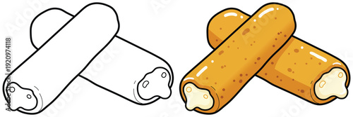 Cheese sticks vector illustration showing crispy fried snack with melted filling