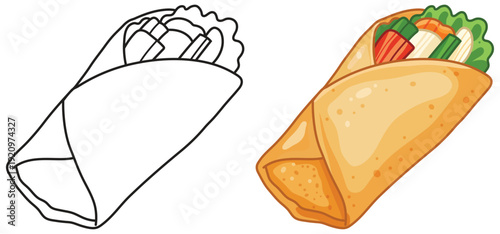 Wrap sandwich filled with fresh vegetables vector illustration
