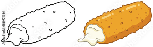 Fried chicken drumstick crispy golden fast food vector art