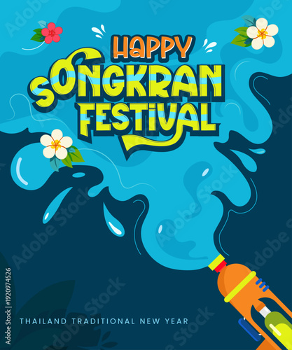 Songkran festival water splash poster