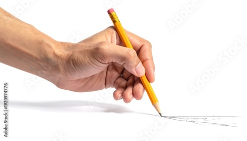 A hand holding a pencil drawing on white paper